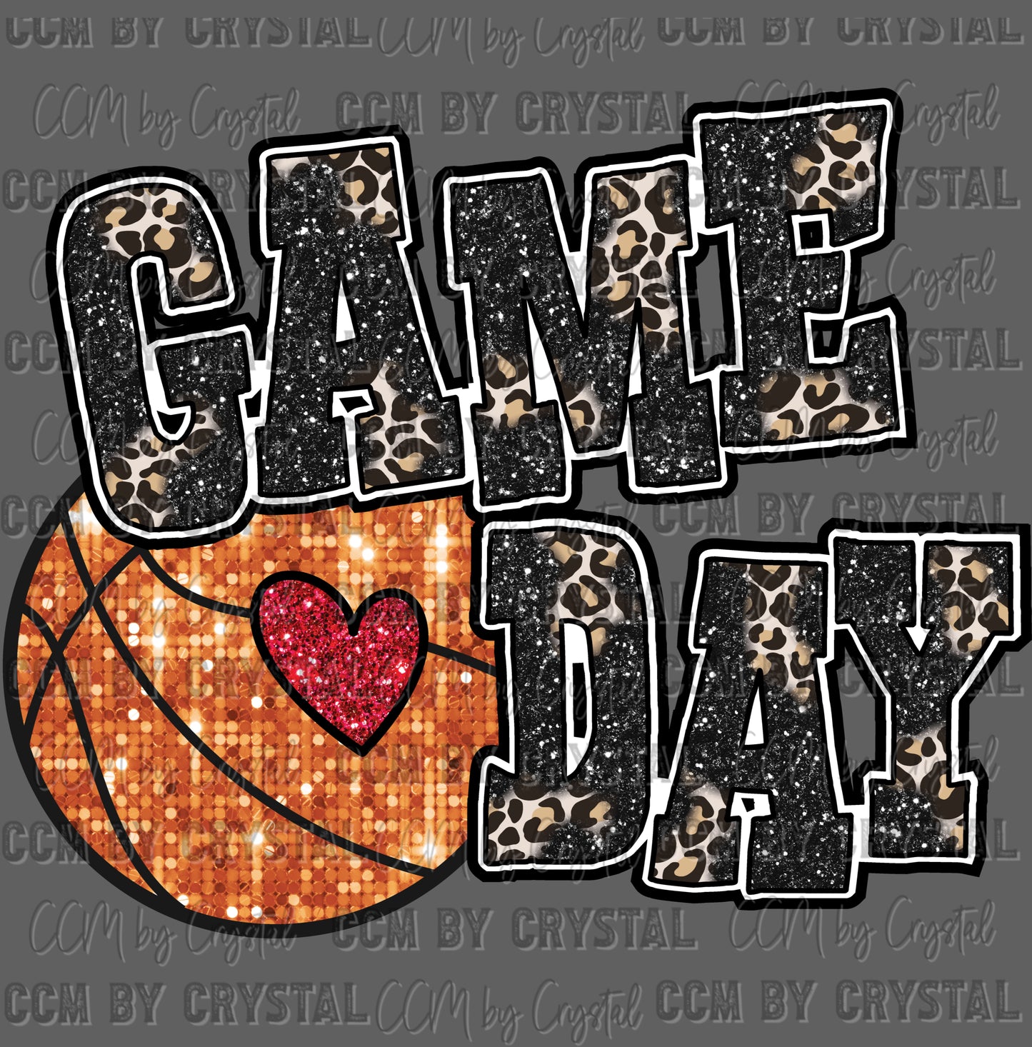 Game Day Basketball faux Sequins Ready to Press Transfer Instant Peel DTF Transfer Sublimation Transfer