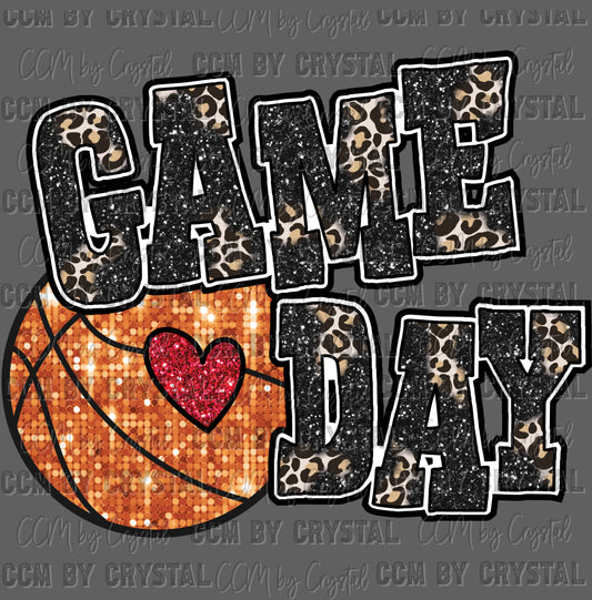 Game Day Basketball faux Sequins Ready to Press Transfer Instant Peel DTF Transfer Sublimation Transfer