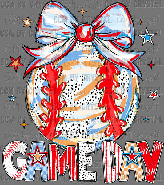 Game Day Baseball Brushstrokes Ready to Press Transfer DTF Transfer Sublimation Transfer