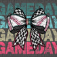 Game Day Baseball Checkered Bow Ready to Press Transfer DTF Transfer Sublimation Transfer