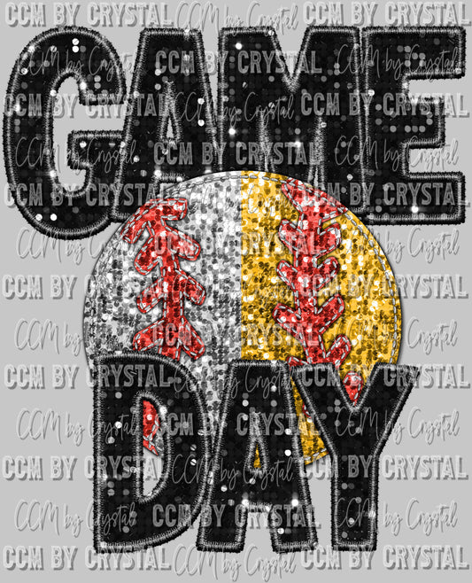 Game Day Softball Baseball Faux Sequins Faux Embroidery Ready to Press Transfer DTF Transfer Sublimation Transfer