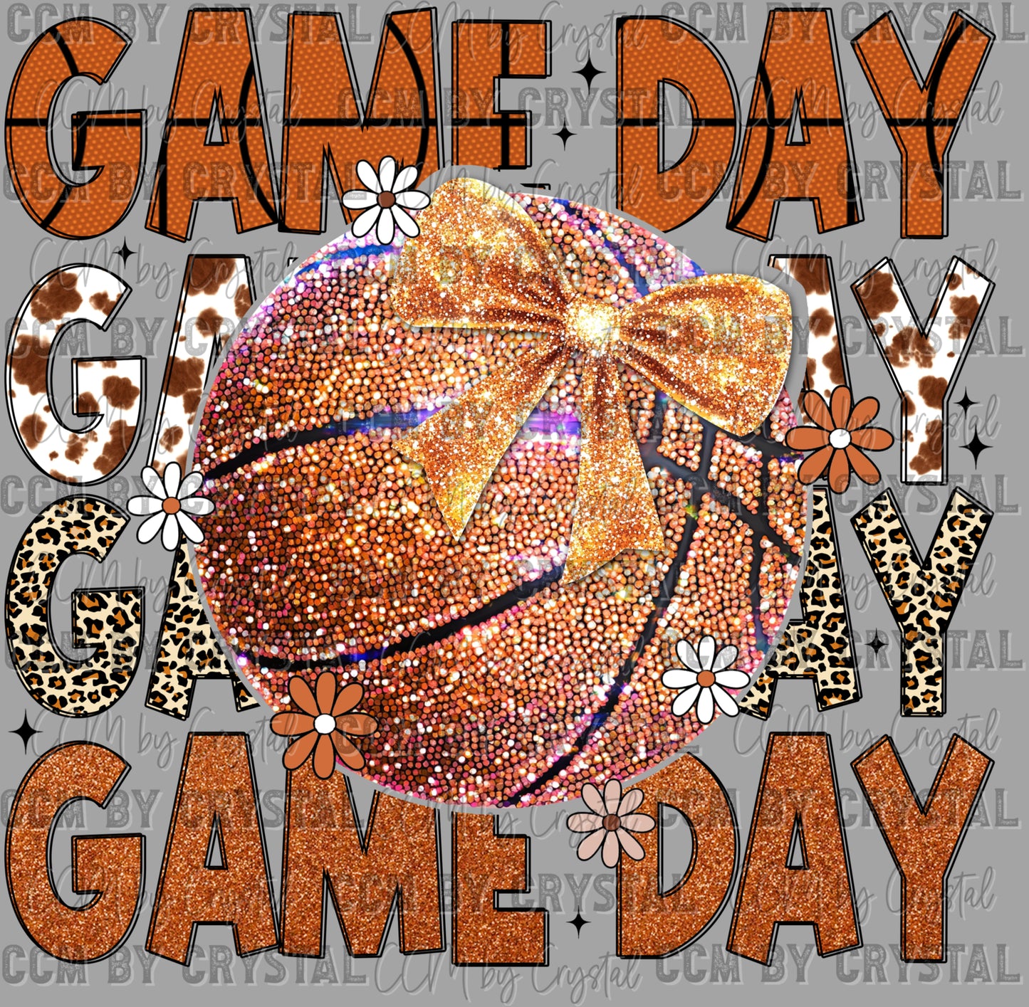 Game Day Basketball Faux Glitter Ready to Press Transfer DTF Transfer Sublimation Transfer