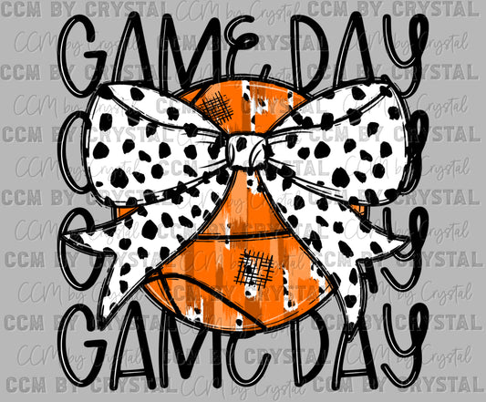 Game Day Basketball with Bow Ready to Press Transfer DTF Transfer Sublimation Transfer