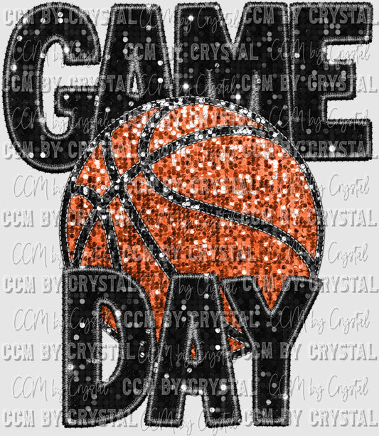 Game Day Basketball Faux Sequins Ready to Press Transfer
