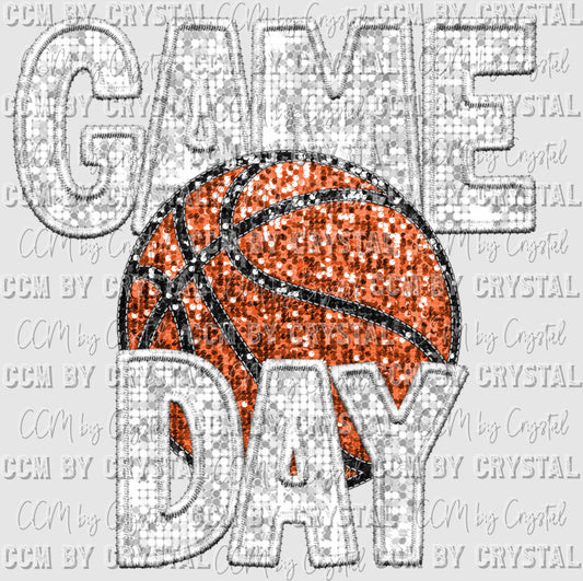 Game Day Basketball Faux Sequins Ready to Press Transfer