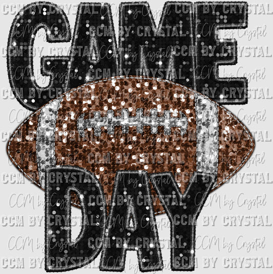 Game Day Football Faux Sequins Ready to Press Transfer
