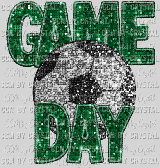 Game Day Soccer Faux Sequins Faux Embroidery Ready To Press Transfer