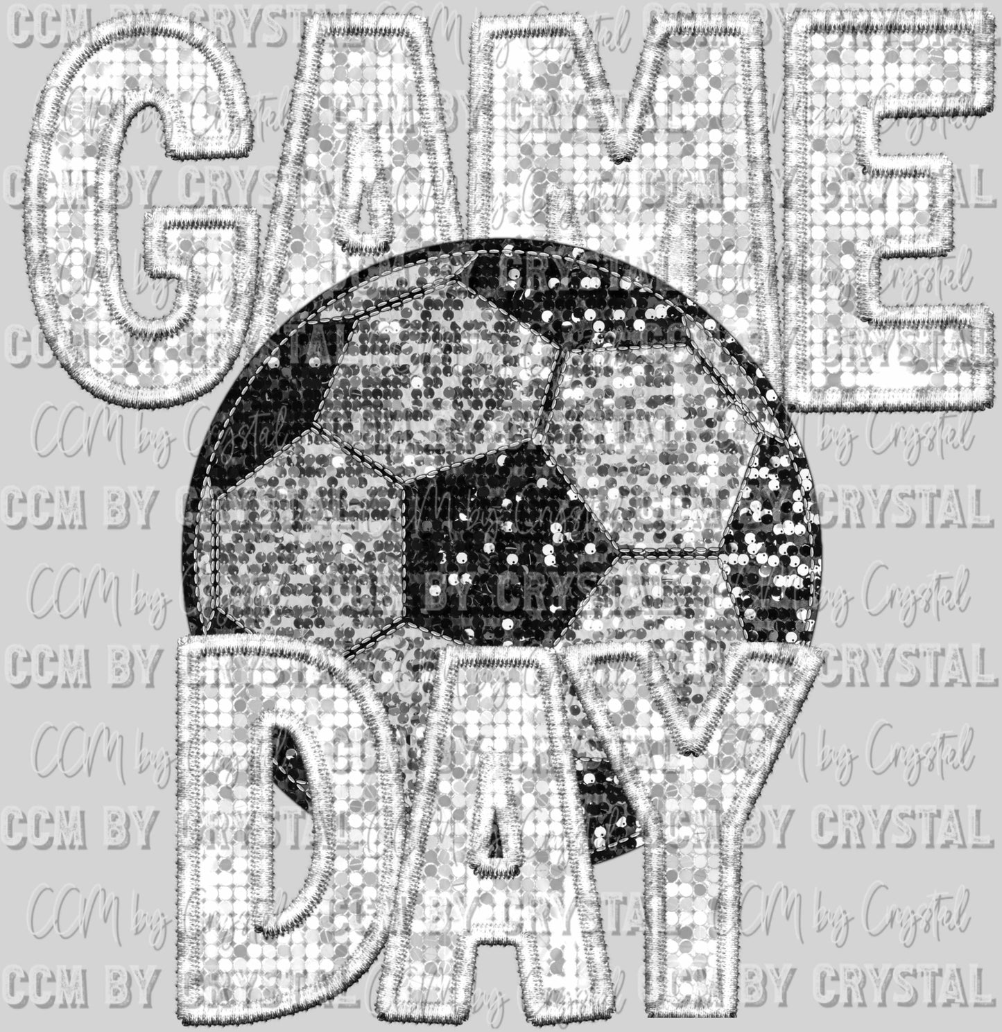 Game Day Soccer Faux Sequins Faux Embroidery Ready To Press Transfer