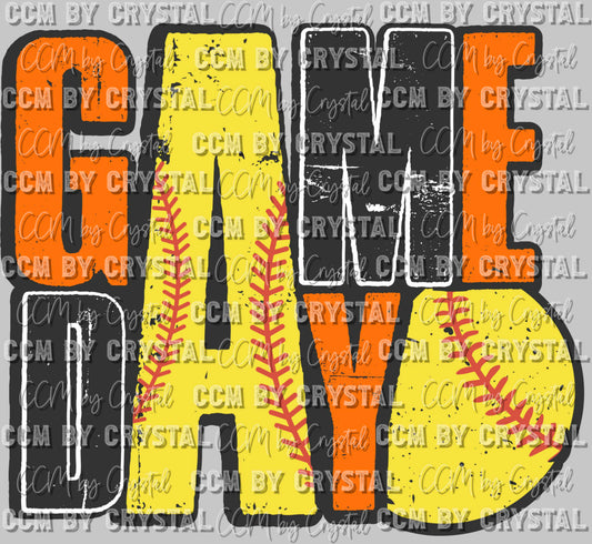 Game Day Softball Ready to Press Transfer DTF Transfer Sublimation Transfer