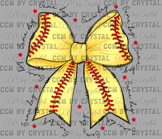 Game Day Softball Bow Ready to Press Transfer DTF Transfer Sublimation Transfer