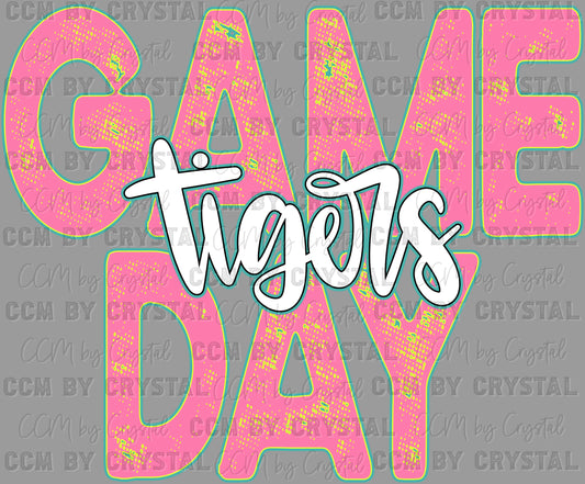 Game Day Tigers Mascot Ready to Press Transfer DTF Transfer Sublimation Transfer