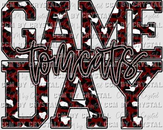 Game Day Tomcats Leopard Mascot Ready to Press Transfer