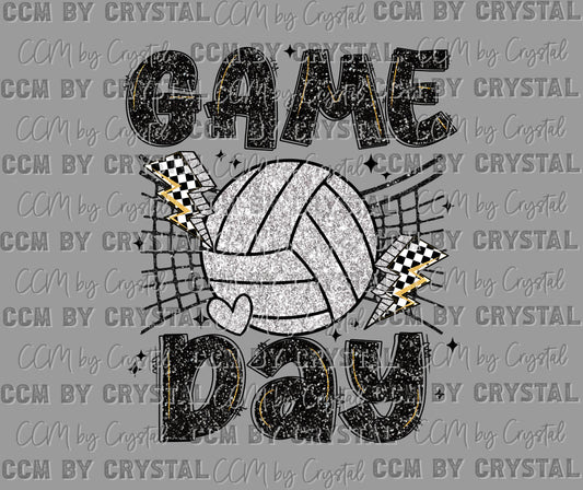 Game Day Volleyball Faux Glitter Ready to Press Transfer DTF Transfer Sublimation Transfer
