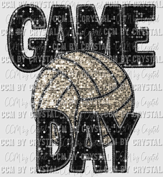 Game Day Volleyball Faux Sequins Ready to Press Transfer