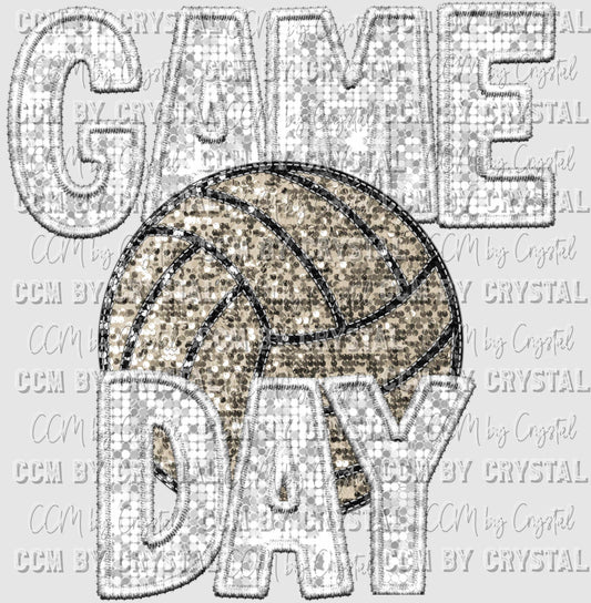 Game Day Volleyball Faux Sequins Ready to Press Transfer