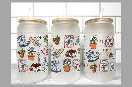 Garden UV Transfer 16oz Libby Glass Can Wrap Ready to Apply