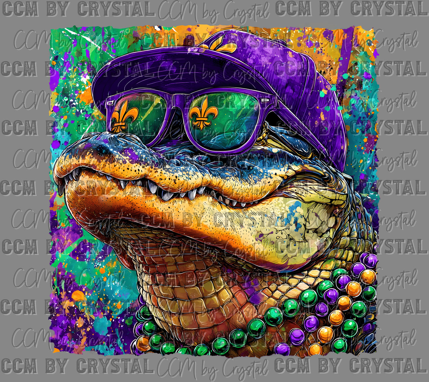 Mardi Gras Gator Ready to Press Instant Peel DTF Transfers Sublimation Transfers