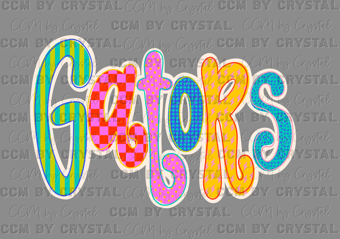 Gators Doodle Colorful Mascot Ready to Press Transfer Direct to Film DTF Transfers