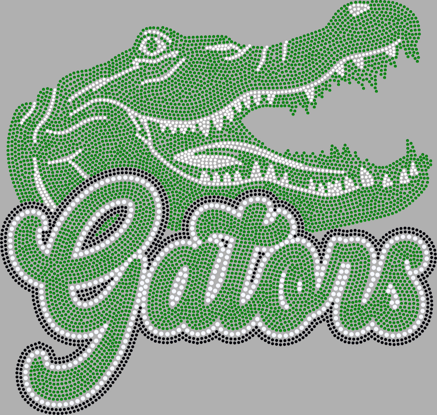Gators Gator head Approximately 11" wide 3 Color Spangle Transfer