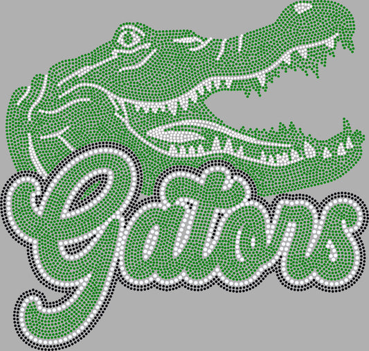 Gators Gator head Approximately 11" wide 3 Color Spangle Transfer