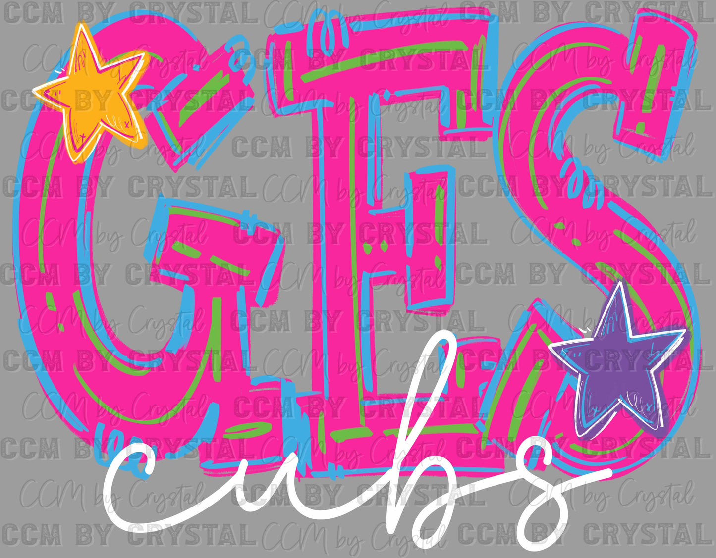 Personalized Letters and Mascot Neon Mascot Ready to Press Transfer DTF Transfer