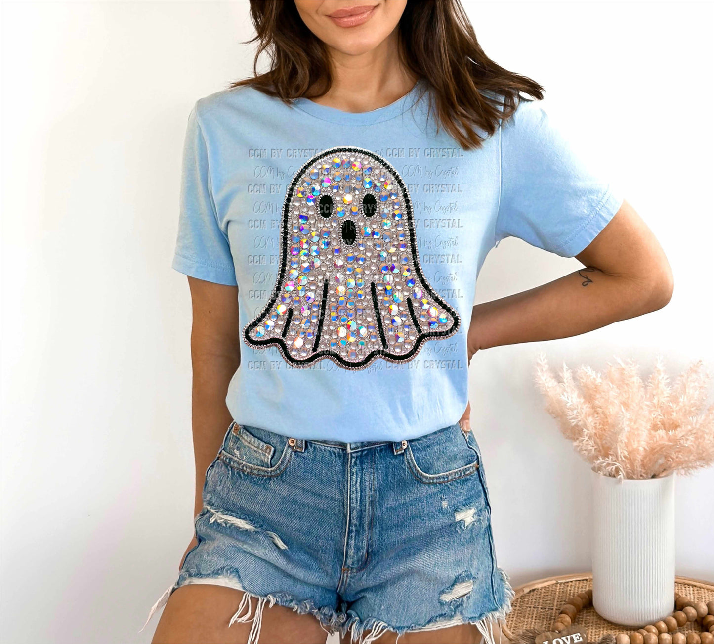 Halloween Ghost Faux Rhinestones Ready to Press Transfer