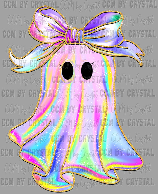 Halloween Iridescent Ghost Ready to Press Transfer DTF Transfer Sublimation Transfer