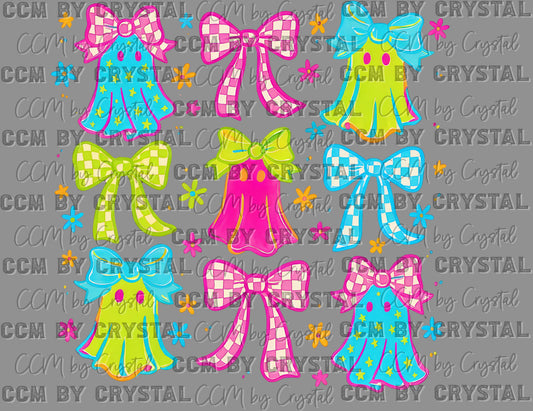 Colorful Ghosts Halloween Ready to Press Transfer DTF Transfer Sublimation Transfer