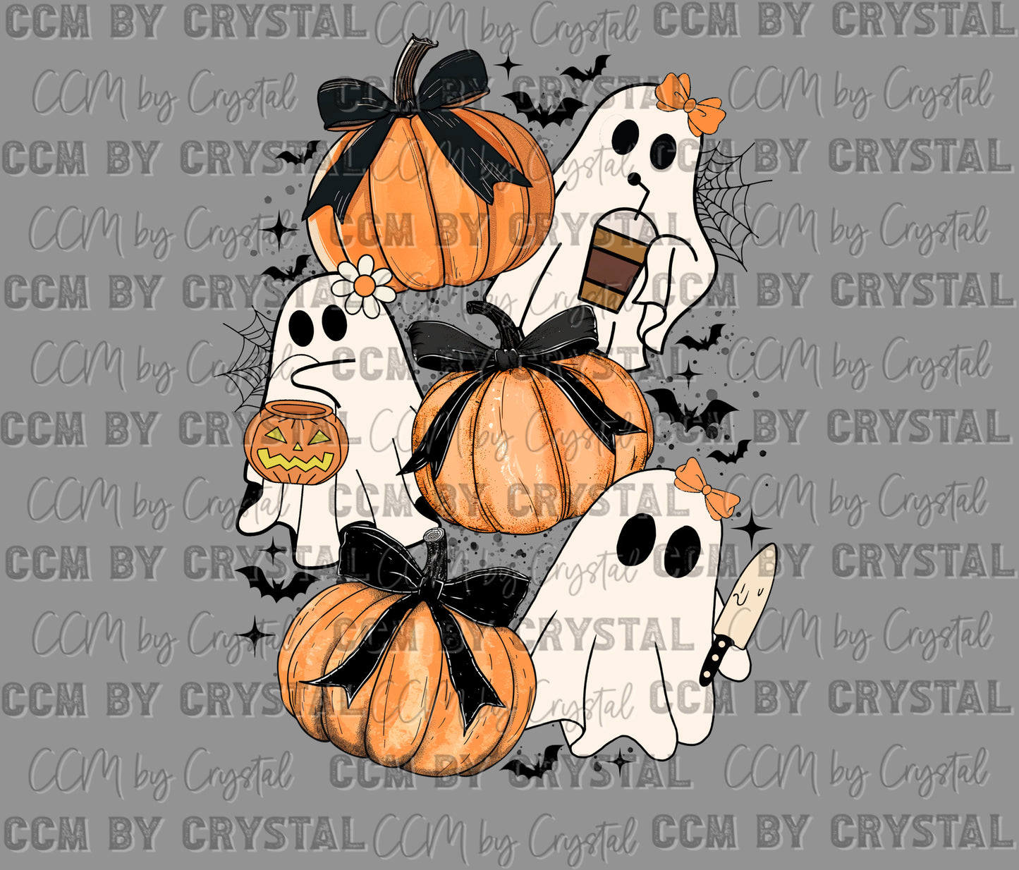 Cute Ghosts Halloween Ready to Press Transfer DTF Transfer Sublimation Transfer