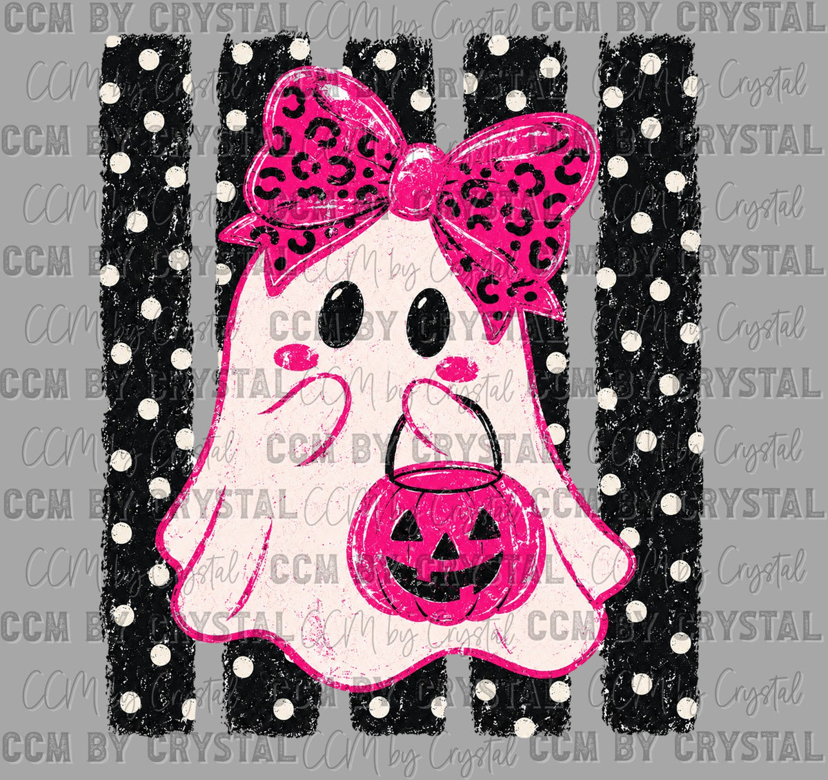 Girly Ghost Dots Halloween Ready to Press Transfer DTF Transfer Sublimation Transfer