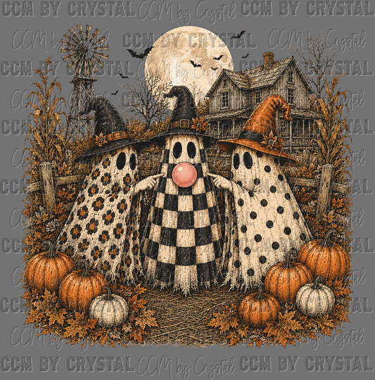 Halloween Trio Ghost Ready to Press DTF Transfers Sublimation Transfers