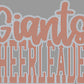 Giants Cheerleader 2-Color Approximately 11" wide Spangle Transfer