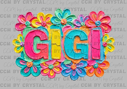 Gigi faux fake Texture Floral DTF Transfer Sublimation Transfer