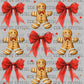 Christmas Red Bows Gingerbread Ready to Press Transfer DTF Transfer Sublimation Transfer