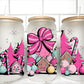 Christmas Pink Gingerbread Houses UV Transfer 16oz Libby Glass Can Wrap Ready to Apply