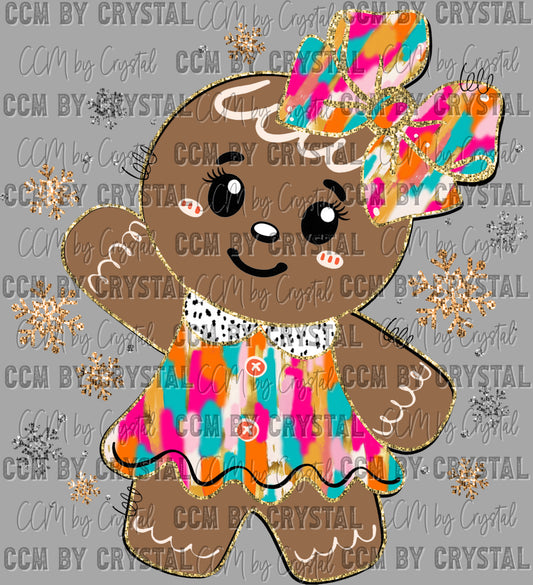 Christmas Gingerbread Girl Ready to Press Transfer DTF Transfer Sublimation Transfer