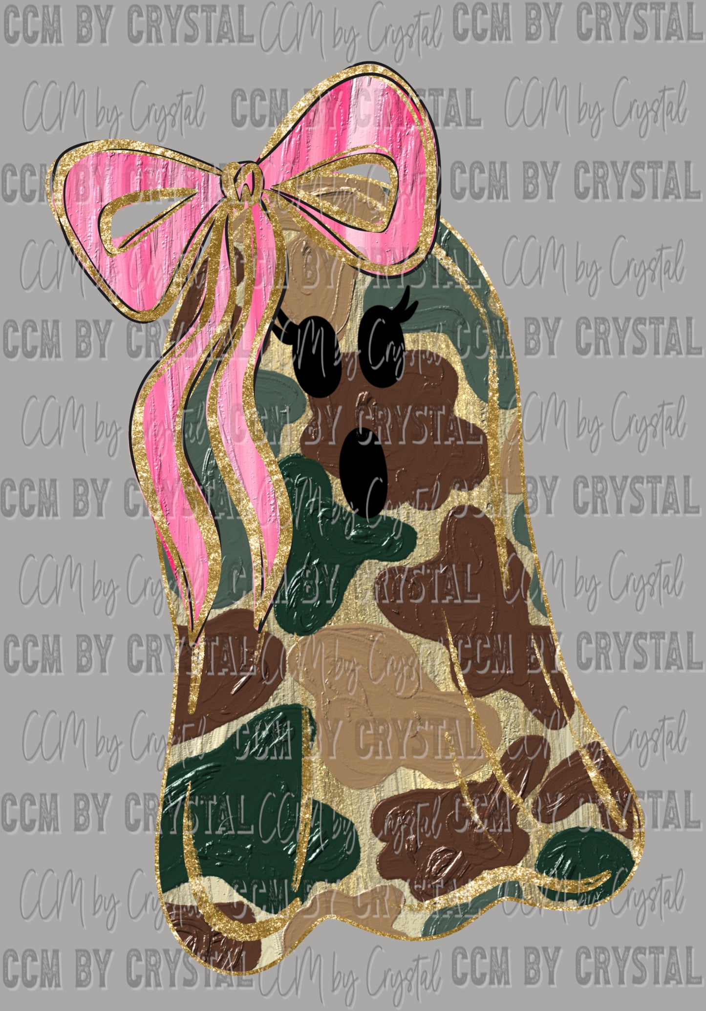 Camo Girl Ghost Halloween Ready to Press Transfer DTF Transfer Sublimation Transfer