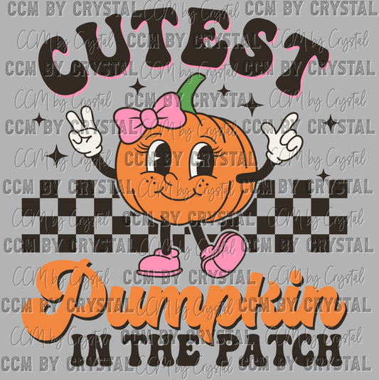 Fall Cutest Pumpkin in the Patch Girl Ready to Press Transfer DTF Transfer Sublimation Transfer