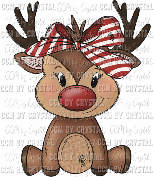Girl Reindeer Christmas Ready To Press Transfer