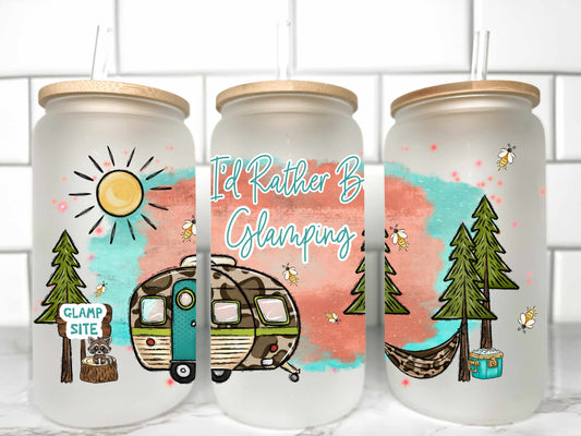 I'd Rather Be Glamping 16oz Glass Can Wrap PNG Digital File ONLY SM