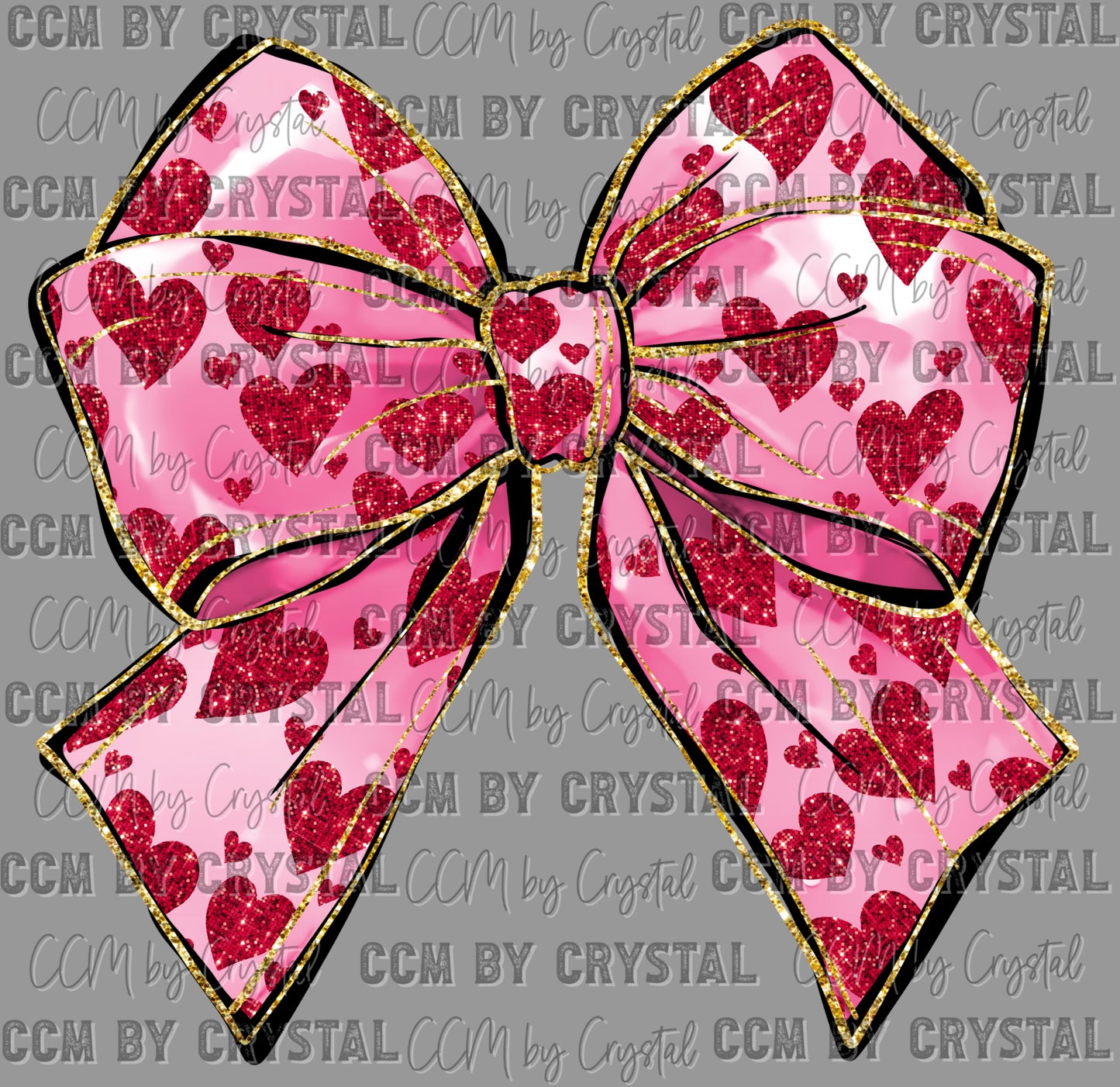 Valentine's Day Heart Bow Faux Glitter Ready to Press Transfer DTF Transfer Sublimation Transfer