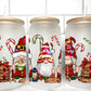 Christmas Gnomes UV DTF Transfer 16oz Libby Glass Can Wrap Ready to Apply