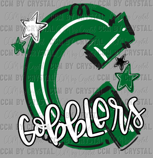 School Approved C Gobblers Cuero Green Ready to Press DTF Transfers Sublimation Transfers