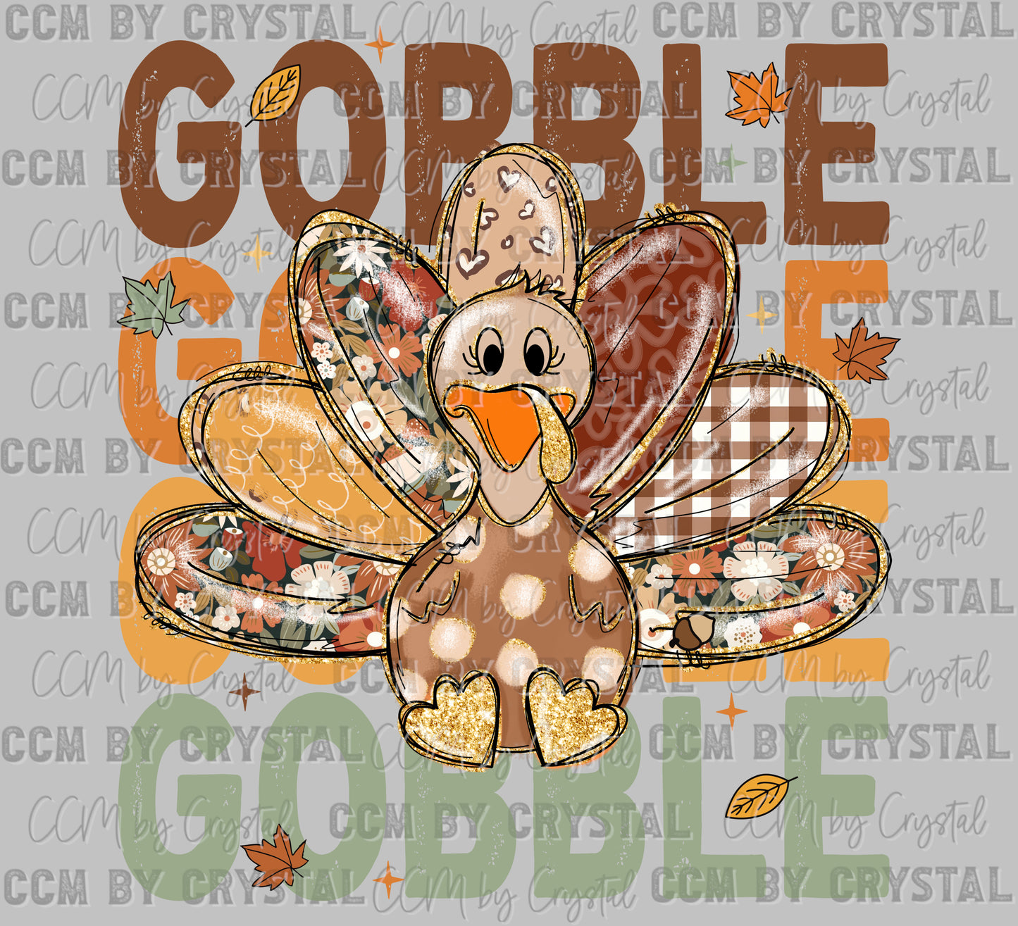 Gobble Turkey Fall Thanksgiving Ready to Press Transfer DTF Transfer Sublimation Transfer