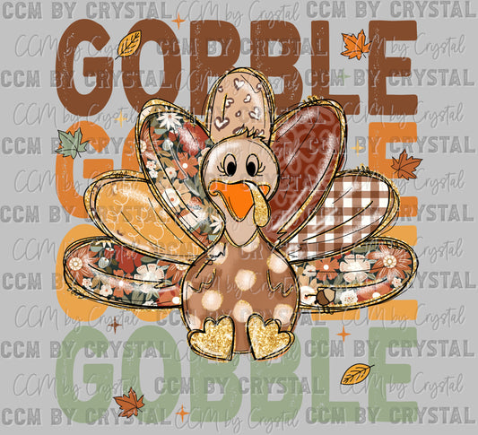Gobble Turkey Fall Thanksgiving Ready to Press Transfer DTF Transfer Sublimation Transfer