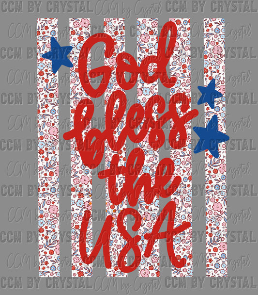 God Bless the USA 4th of July Patriotic DTF Transfer Sublimation Transfer