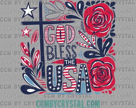 God Bless the USA Patriotic 4th of July Ready to Press Transfer DTF Transfer Sublimation Transfer