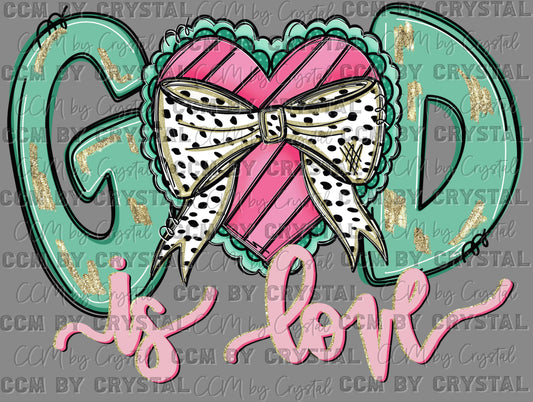 God is Love Valentines Day Pink Ready to Press Transfer DTF Transfer Sublimation Transfer