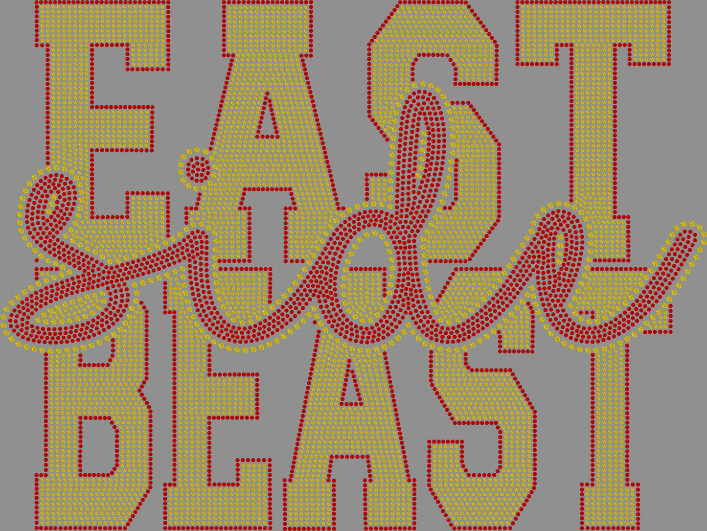 East Side Beast Side Victoria East High School Spangle Transfer 2 colors