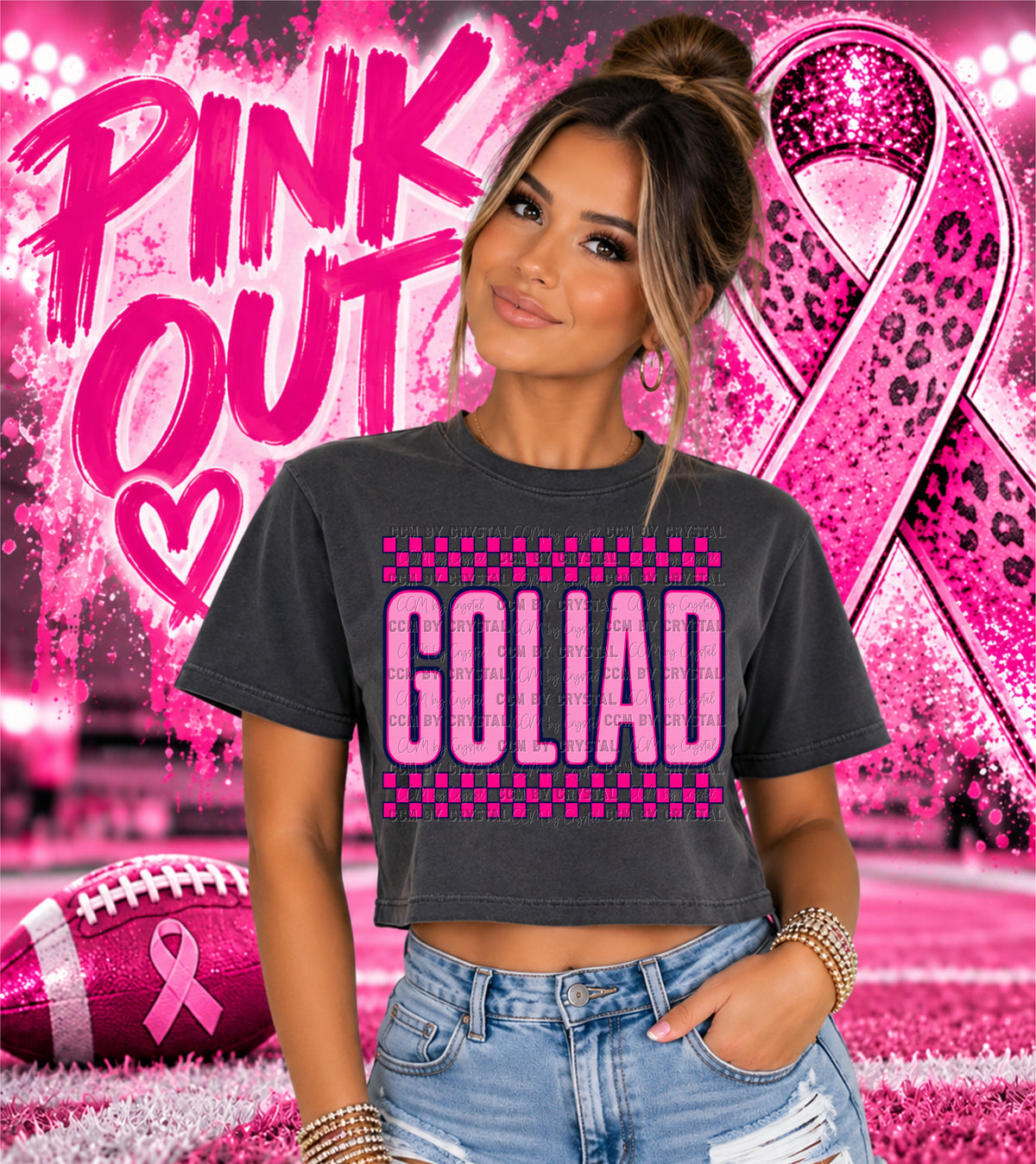 GOLIAD Pink Out Regular or Cropped Pepper Comfort Colors T-Shirt